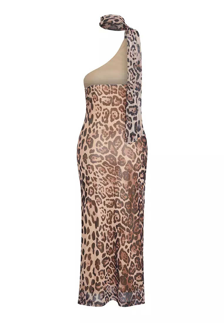 Leopard Print Halter Neck Dress