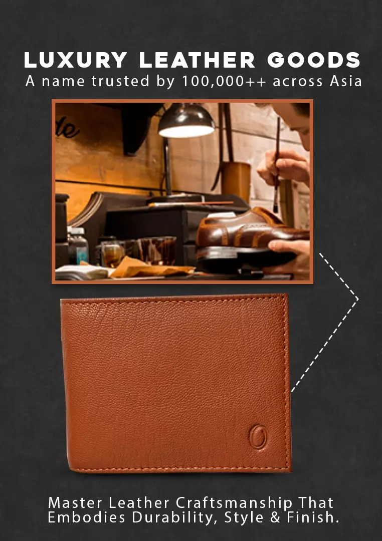 Wallet Men Brown with coin pouch - Bifold Lucky Wallet- Full Grain Leather Wallet with NO HOLE- Brown Wallet - Oxhide 3851CP Brown