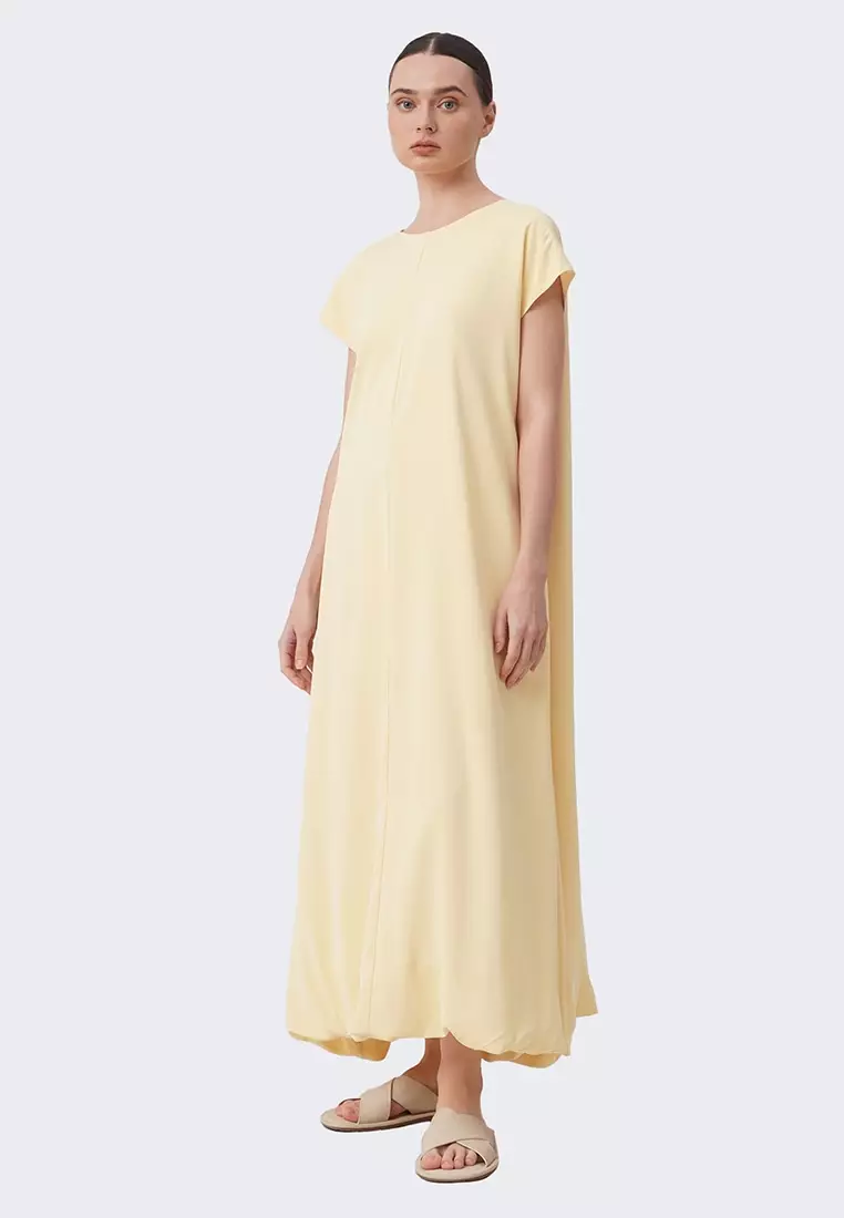 Women's Cap Sleeve Bubble Hem Maxi Dress