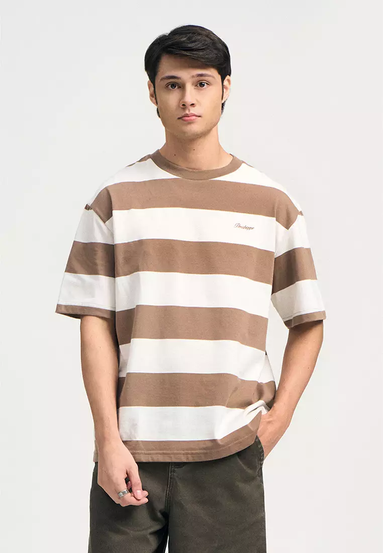 Relaxed Fit Striped T-Shirt with Embroidery