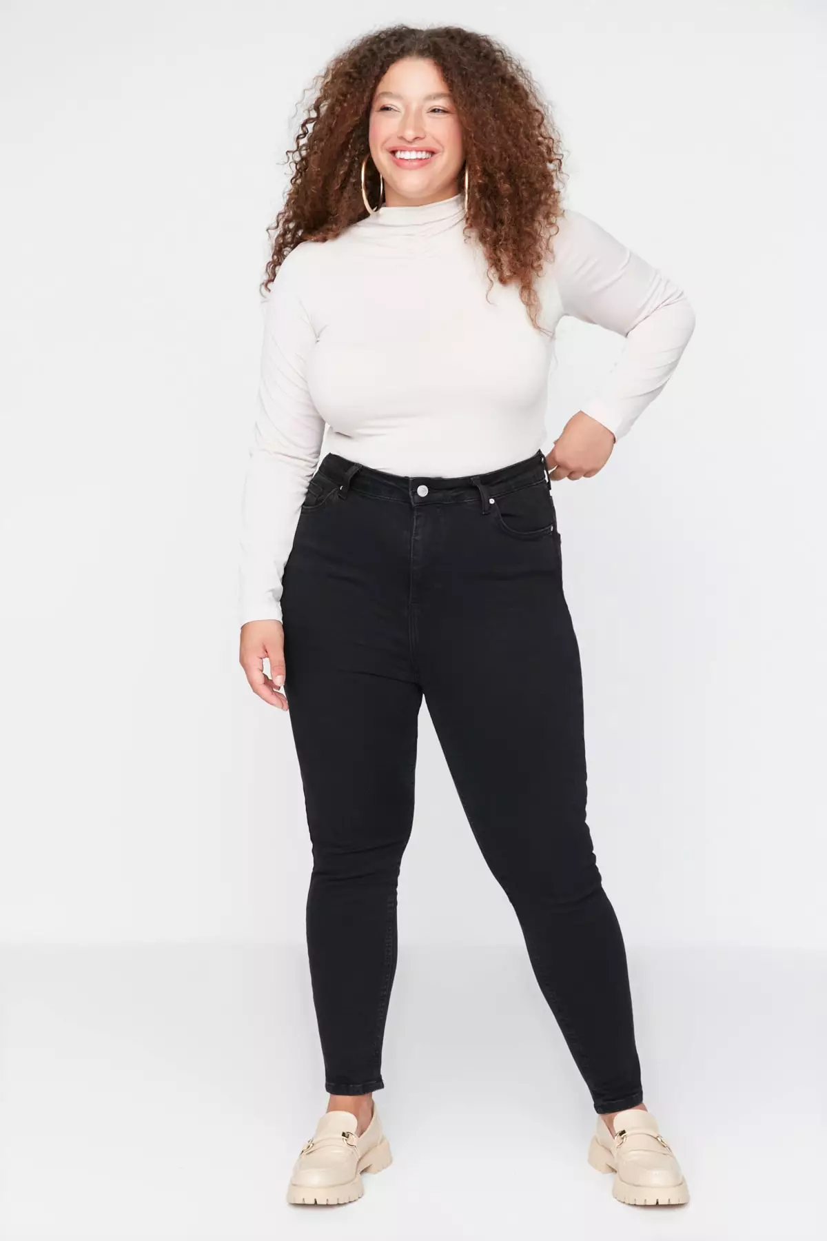 Plus Size High Waist Lycra Skinny Jeans