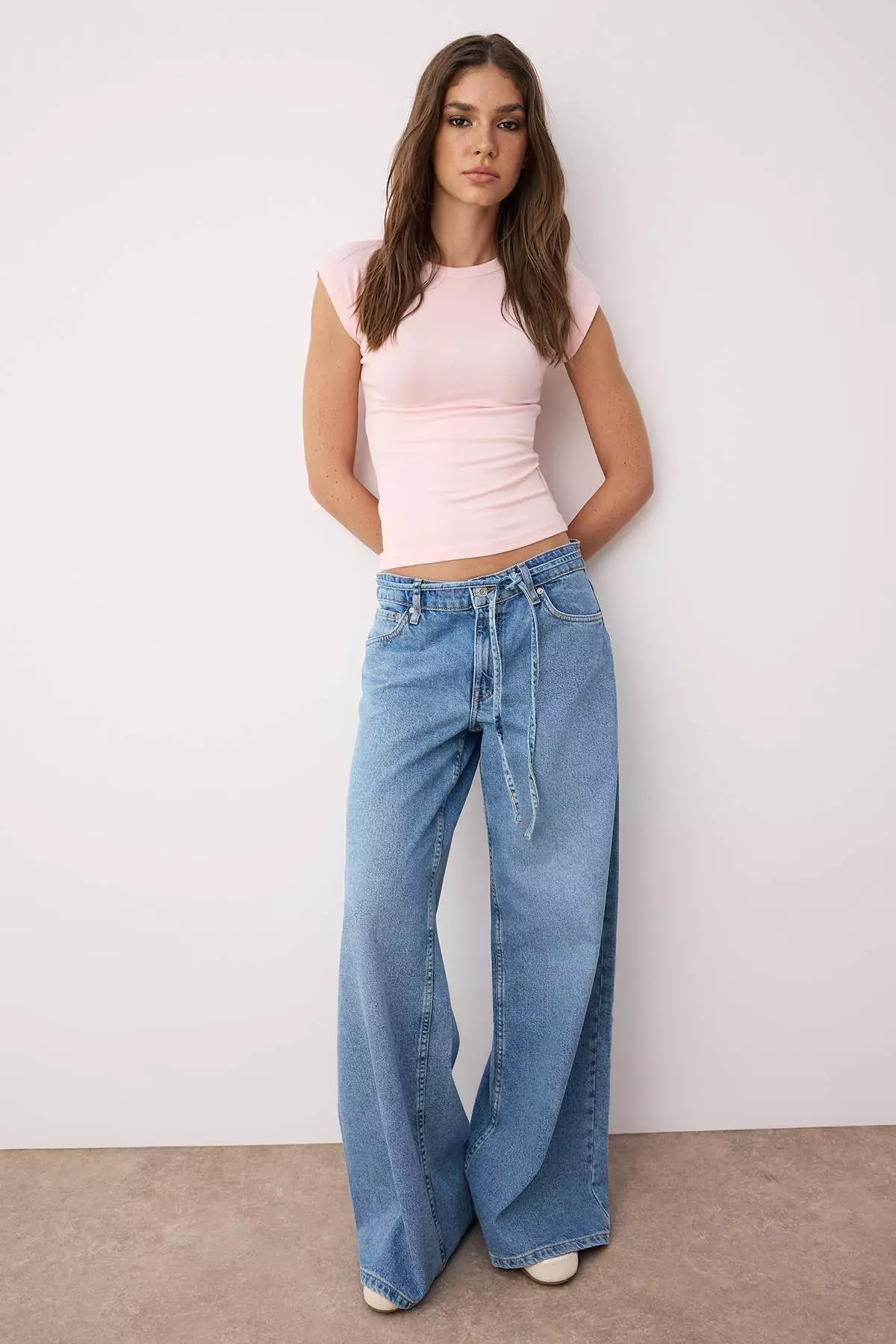 Light Pink Premium Viscose/Soft Fitted/Fitted Moon Sleeve Flexible Knitted Blouse