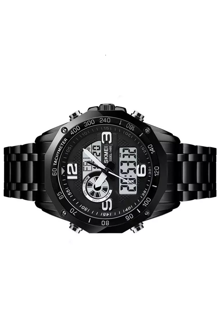 Jam Tangan Analog Digital Pria Waterproof Strap Tali Material Stainless Steel XV22 ORIGINAL