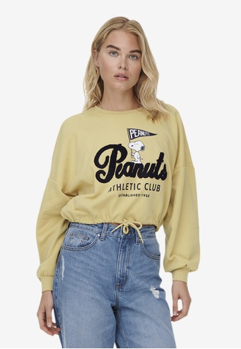 ONLY yellow Peanuts Life Long Sleeves Terry Sweat EC4A6AAACAE28AGS_1