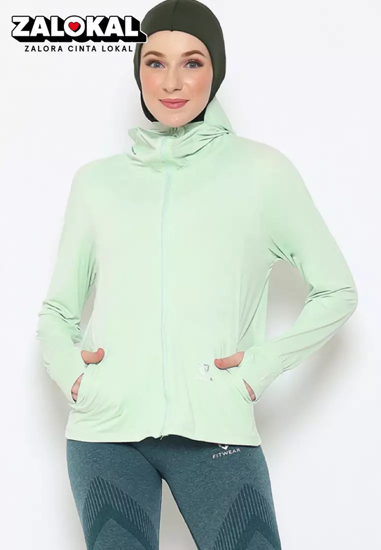 Fitwear - Jaket K-Style Anti UV Olahraga Wanita FLORYN UPF 50++ PJ POCKET - MINT GREEN