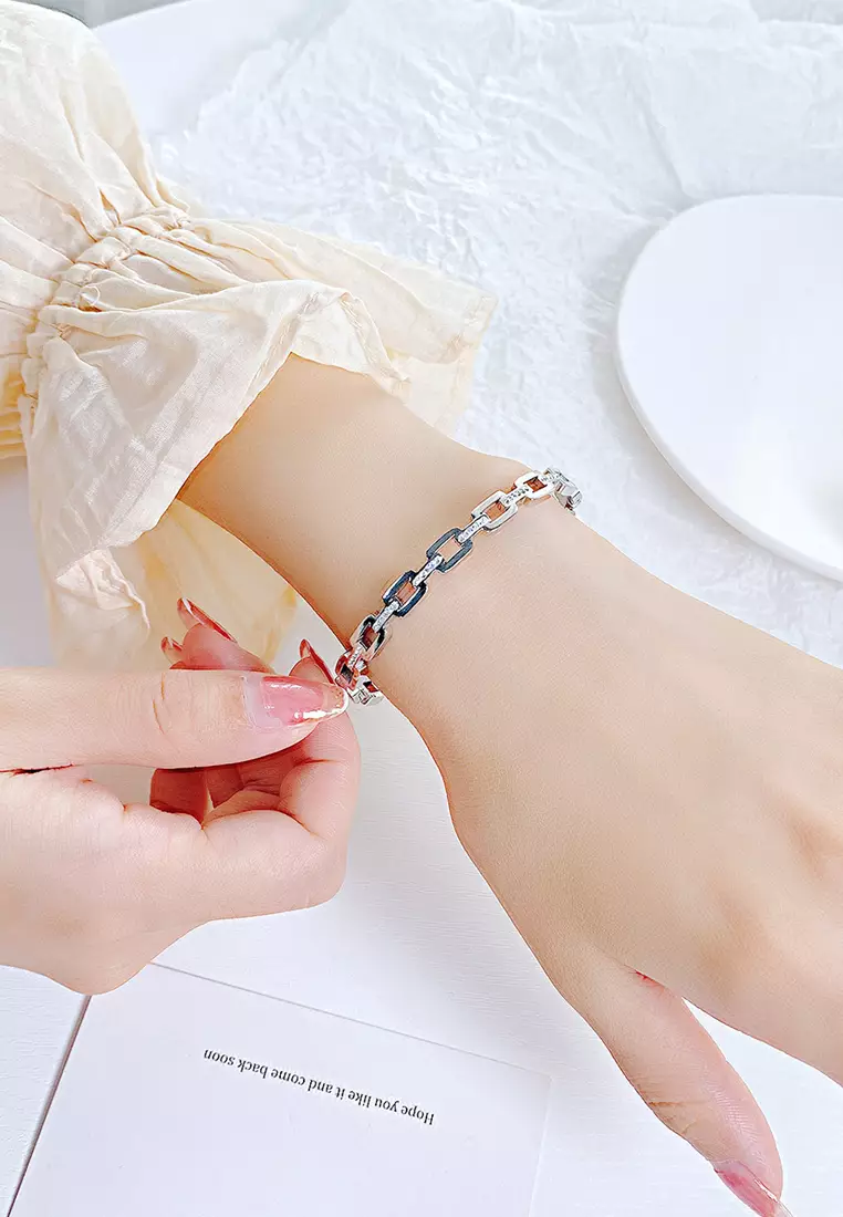 Monserrat 镂空方格手镯（銀色）