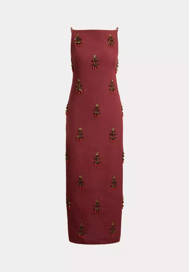 Buy Polo Ralph Lauren Beaded Linen Dress 2026 Online | ZALORA