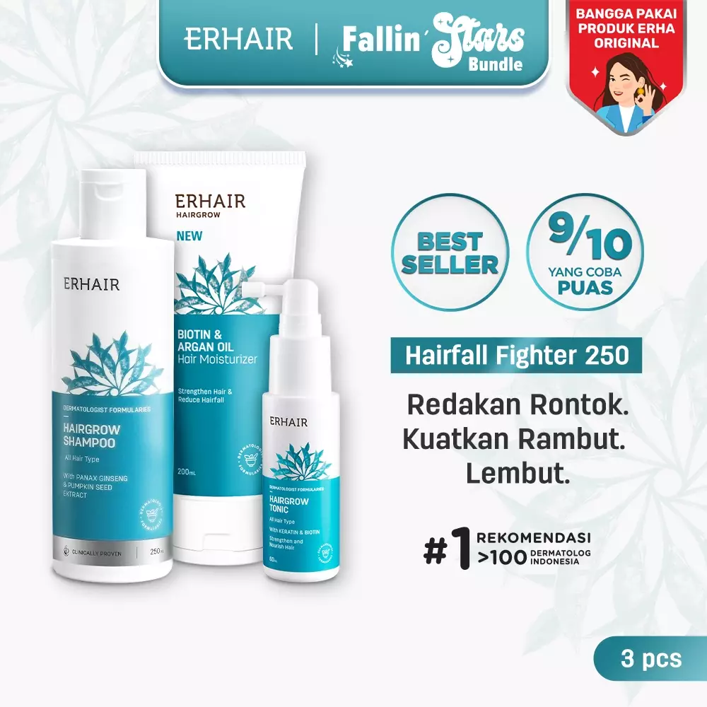 ERHAIR Hairfall Fighter - Bundle Rambut Rontok No#1 Rekomendasi - 250ml