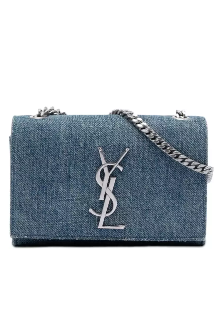 SAINT LAURENT Pre-Loved Saint Laurent Small Denim Monogram Kate