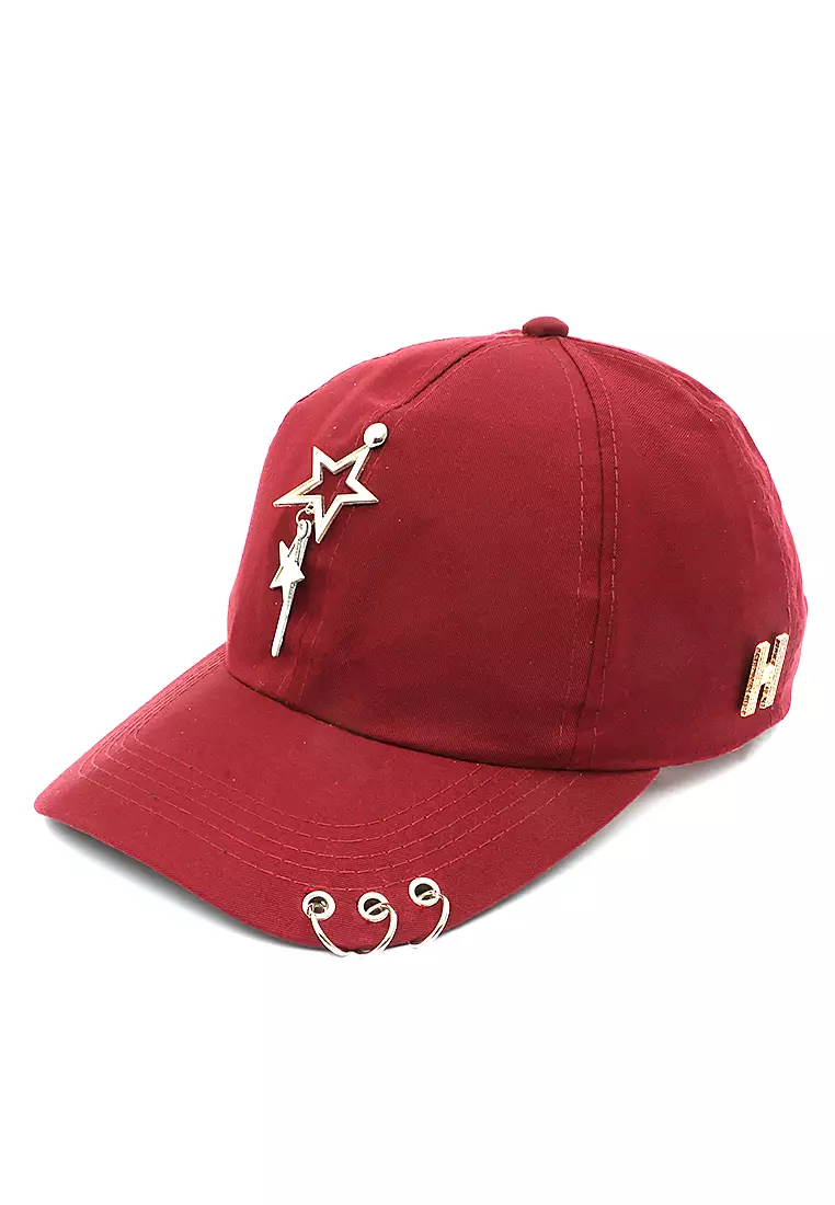 Drsh Topi Baseball Unisex Casual Sport Motive Stars Adjustable Material Cotton ORIGINAL - Maroon
