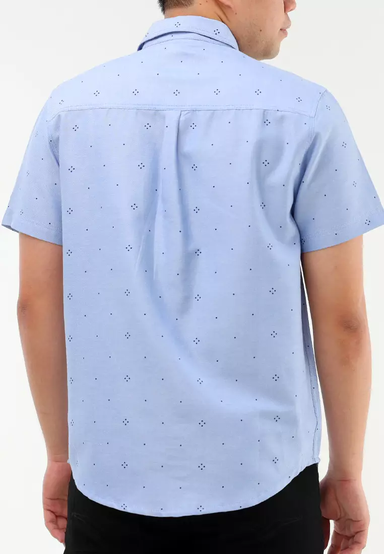 Woven Printed Oxford Short Sleeve Polo