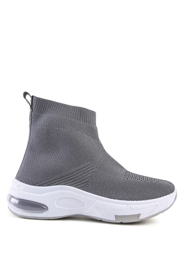 Grey Knitted Ankle Chunky Sneaker Boots