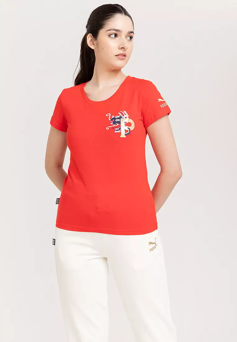 Womens red deals puma shirt