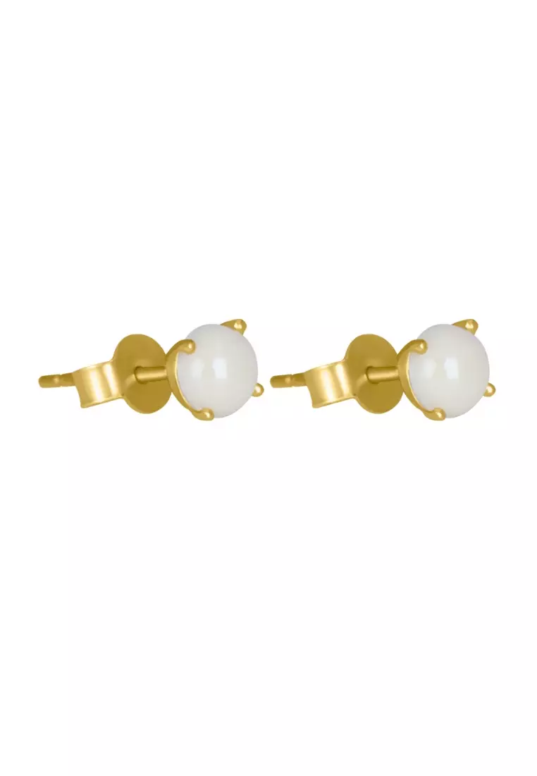 Gemstone Mini Studs Earrings 18k Gold