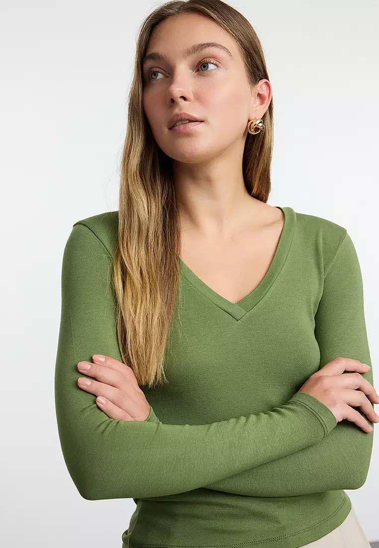 V-Neck Knitted Blouse