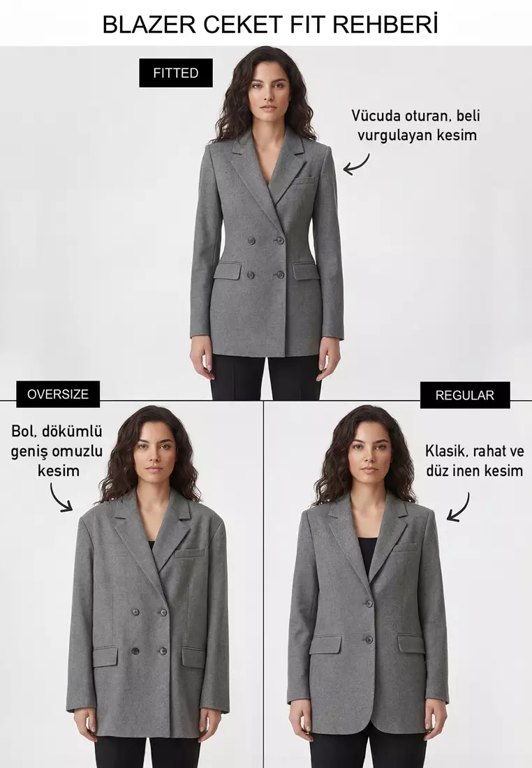 White Fitted/Body-Fitting Accessory Buttoned Collar Detailed Lined Padded Blazer Jacket Twoss26Bc28