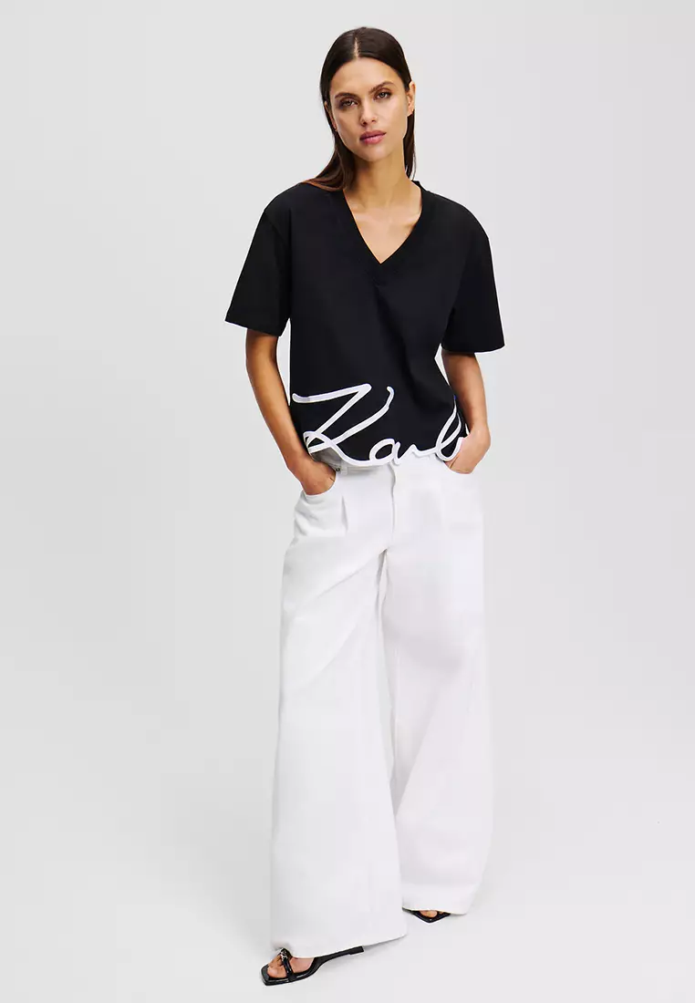 Karl Signature V-Neck T-Shirt