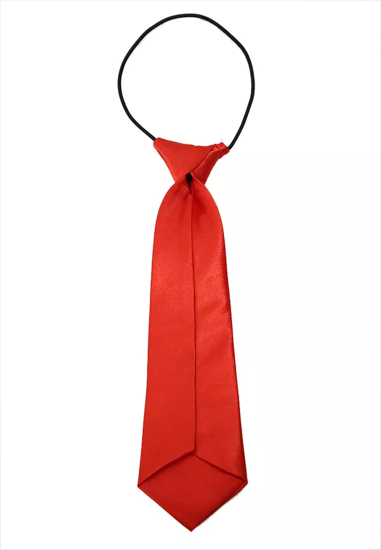 Deborah Aksesoris Fashion Dasi Instan Anak Pria Motif Polos Child Tie Material Satin ORIGINAL - Red