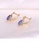Glamorousky white 925 Sterling Silver Plated Gold Fashion Elegant Cross Water Drop Earrings with Blue Cubic Zirconia 64013ACA95F125GS_3