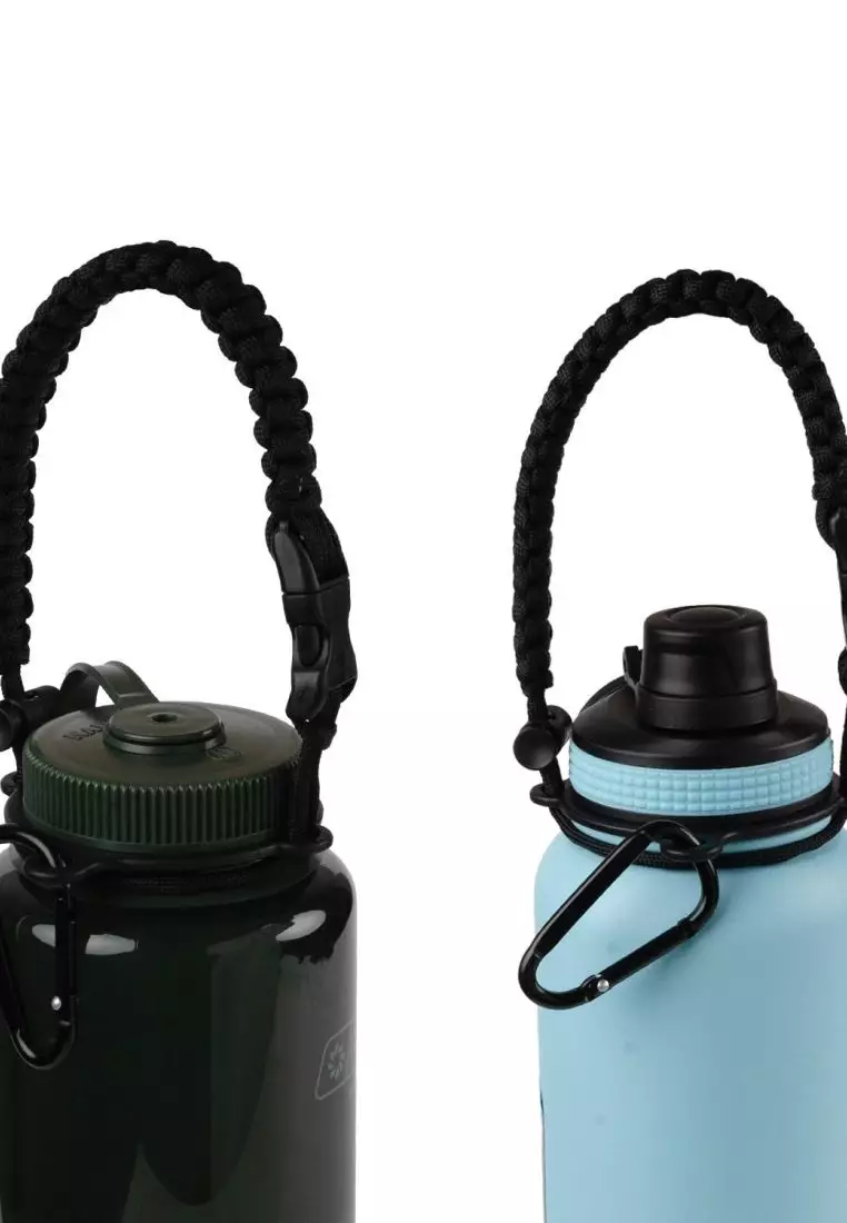 Crossing Paracord Bottle Carrier Strap with Carabiner - Aqua