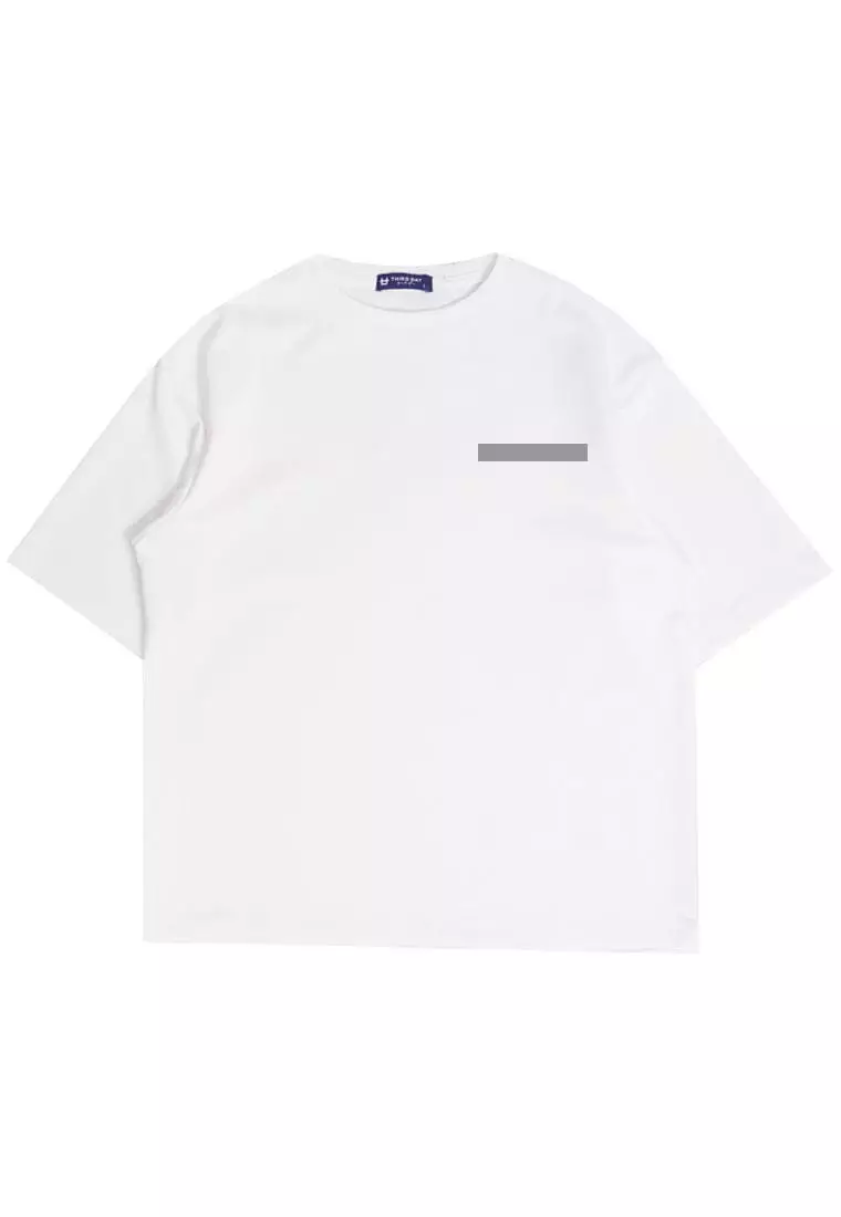 MTR08 kaos oversize baju koko modern bahan scuba tebal "simple stripe" putih