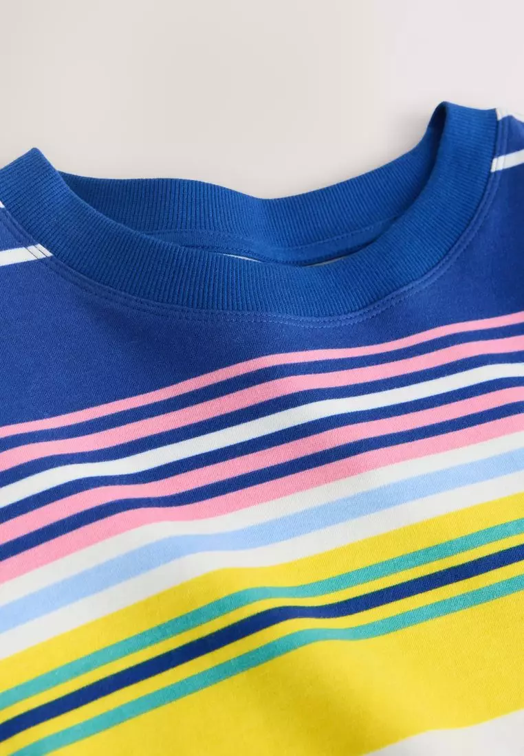 Relaxed Boxy Elbow Length Crew Neck T-Shirt