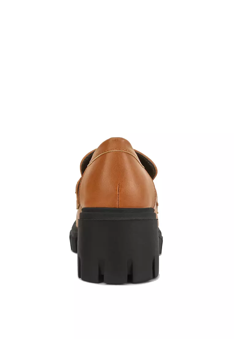 Tan platform loafers online