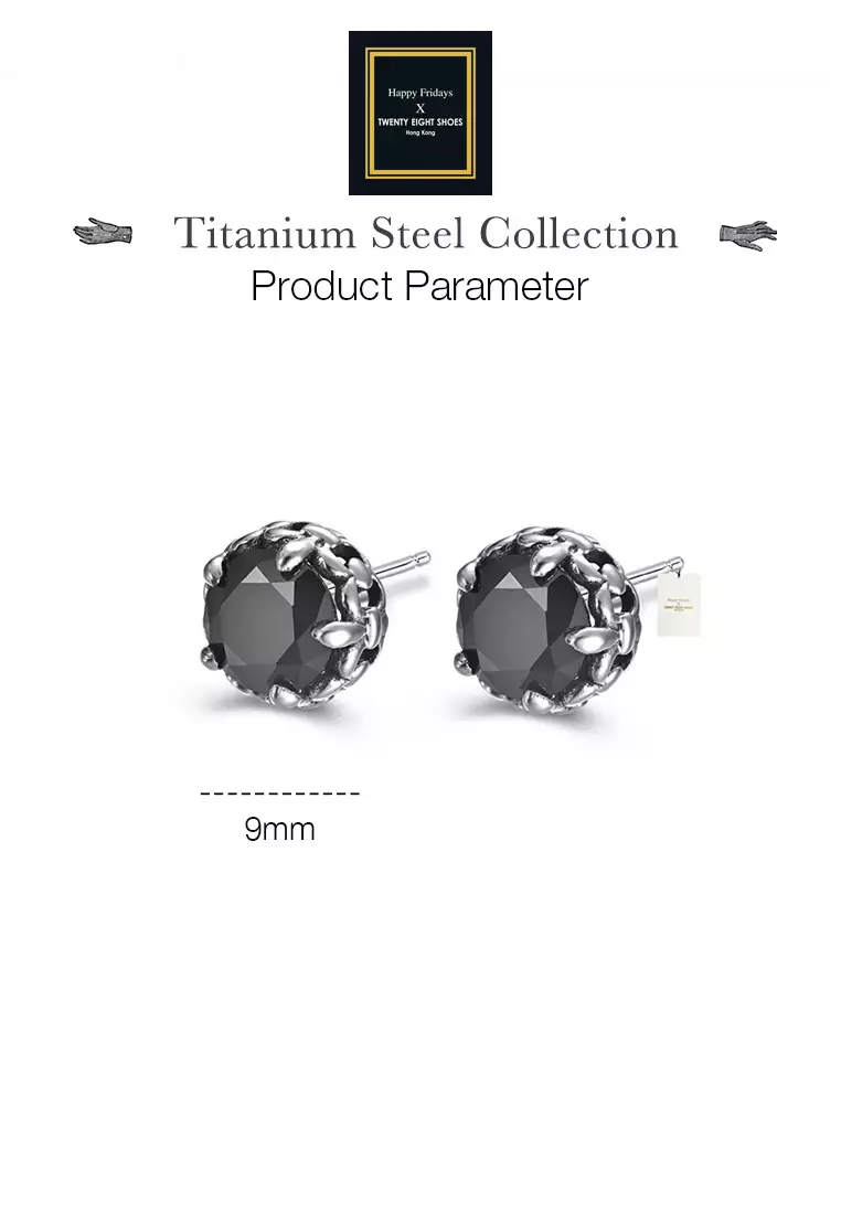 Unisex Titanium Steel Zircon Earrings JW QF-EH035