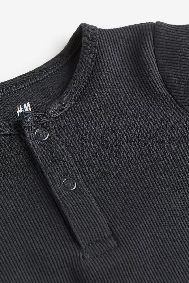 Long-sleeved Henley bodysuit
