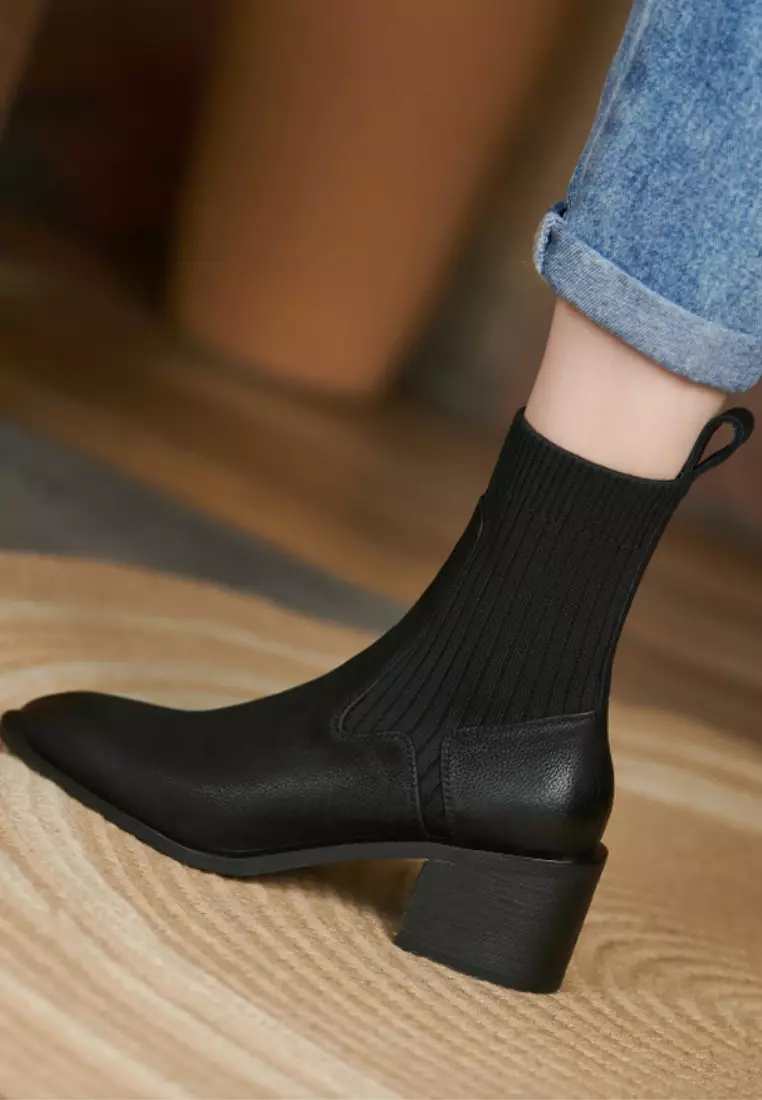 Stretch knit ankle boots on sale