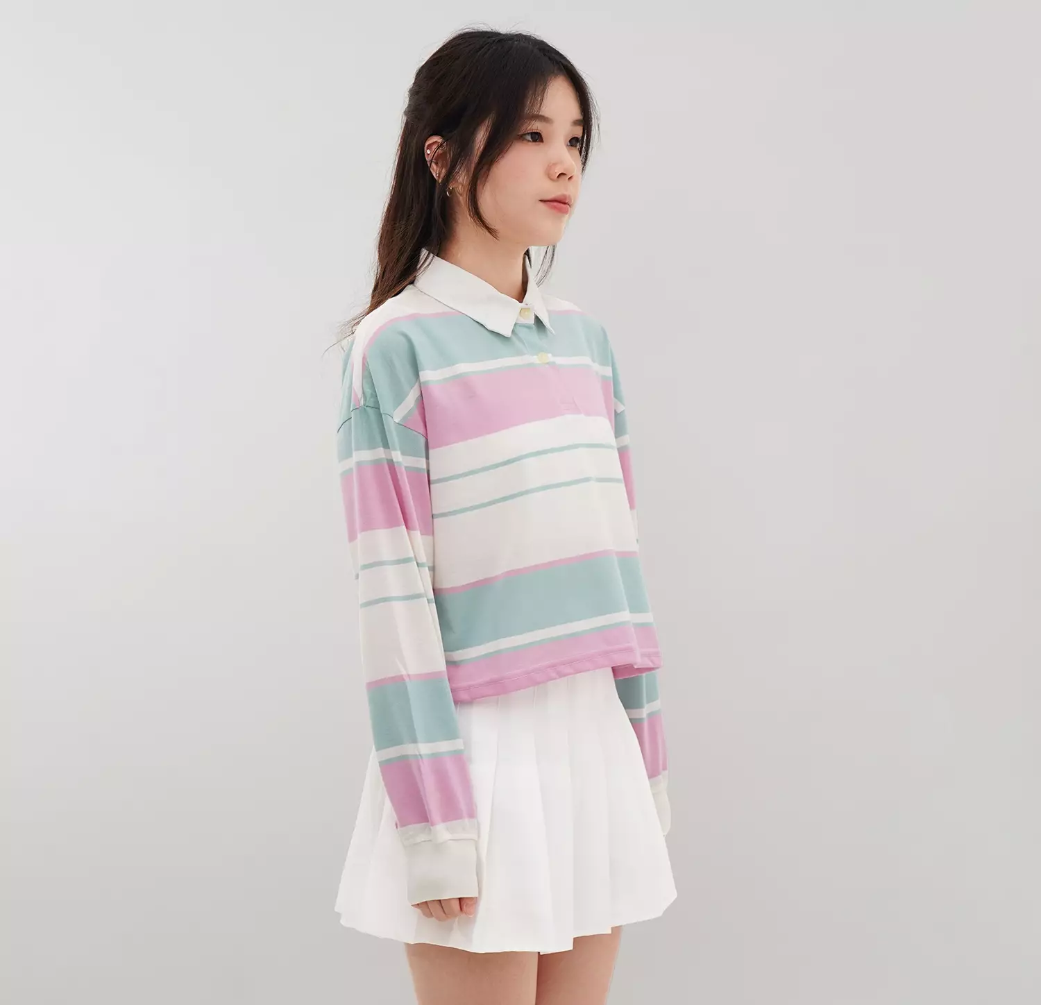 Matsuda Polo Rugby Crop top katun Annya Pink