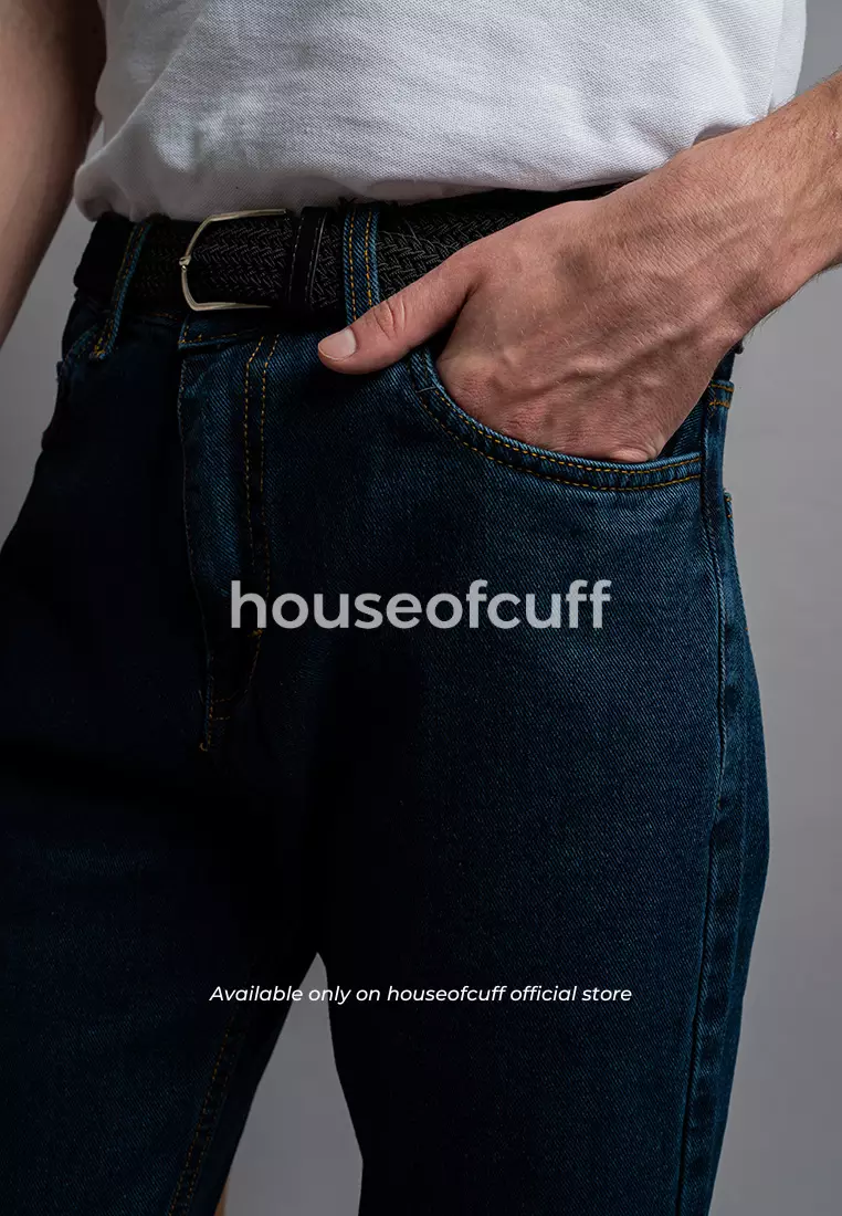Houseofcuff Celana Jeans Reguler Fit Pria Panjang Denim Biru Gelap