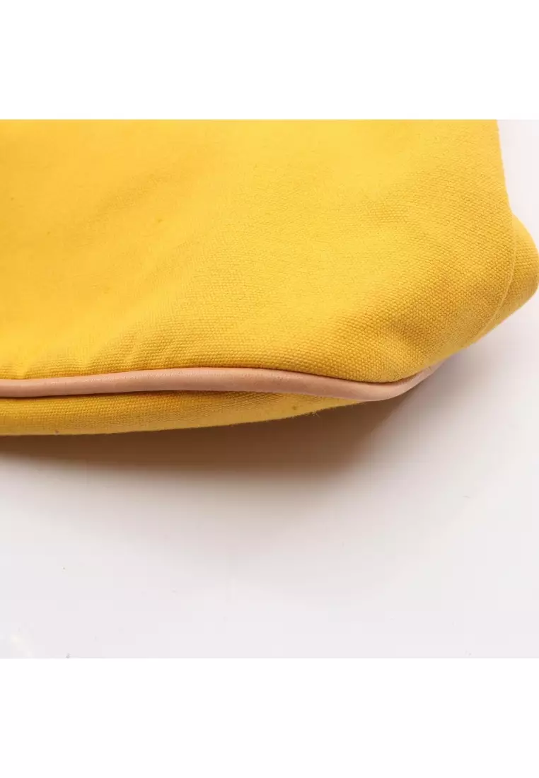 Pre-Loved Hermès bolide pouch 30 cosmetic pouch canvas yellow silver hardware