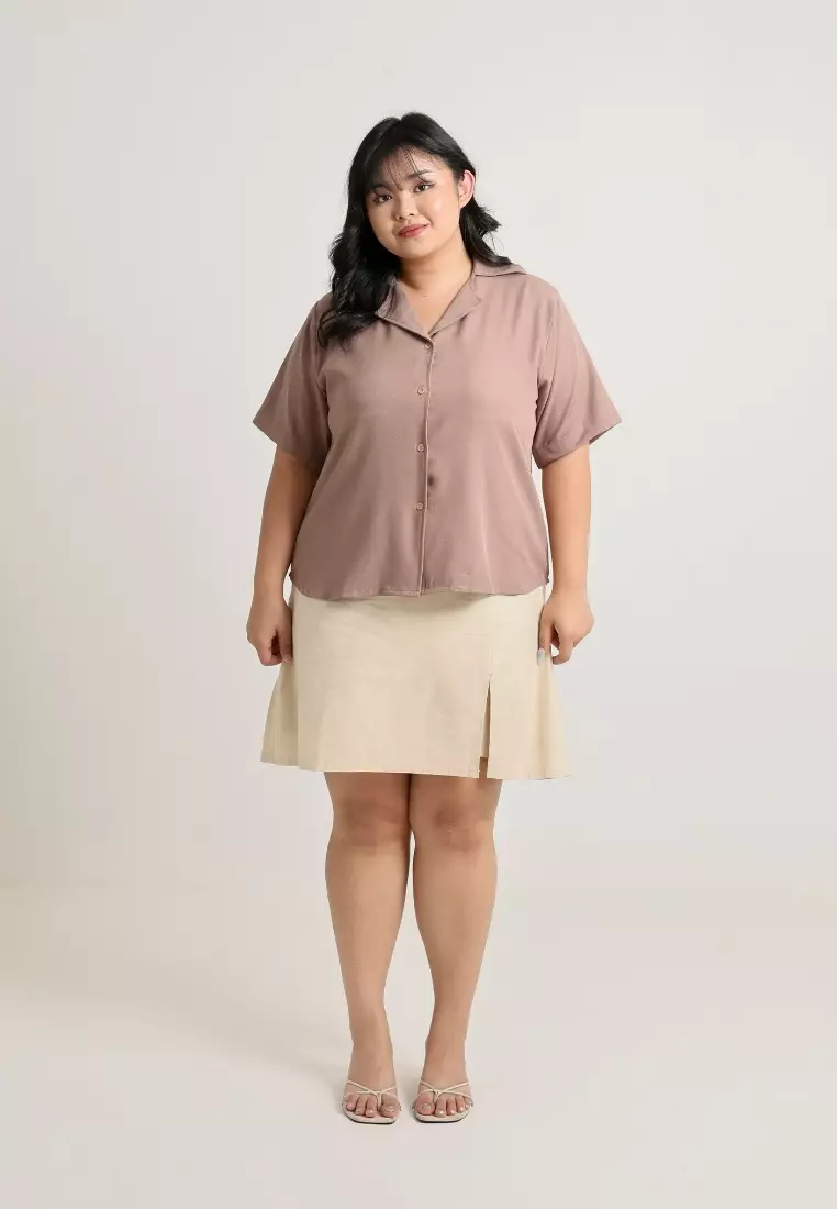 Plus Size Short Sleeve Shirts Fion Toasted Almond