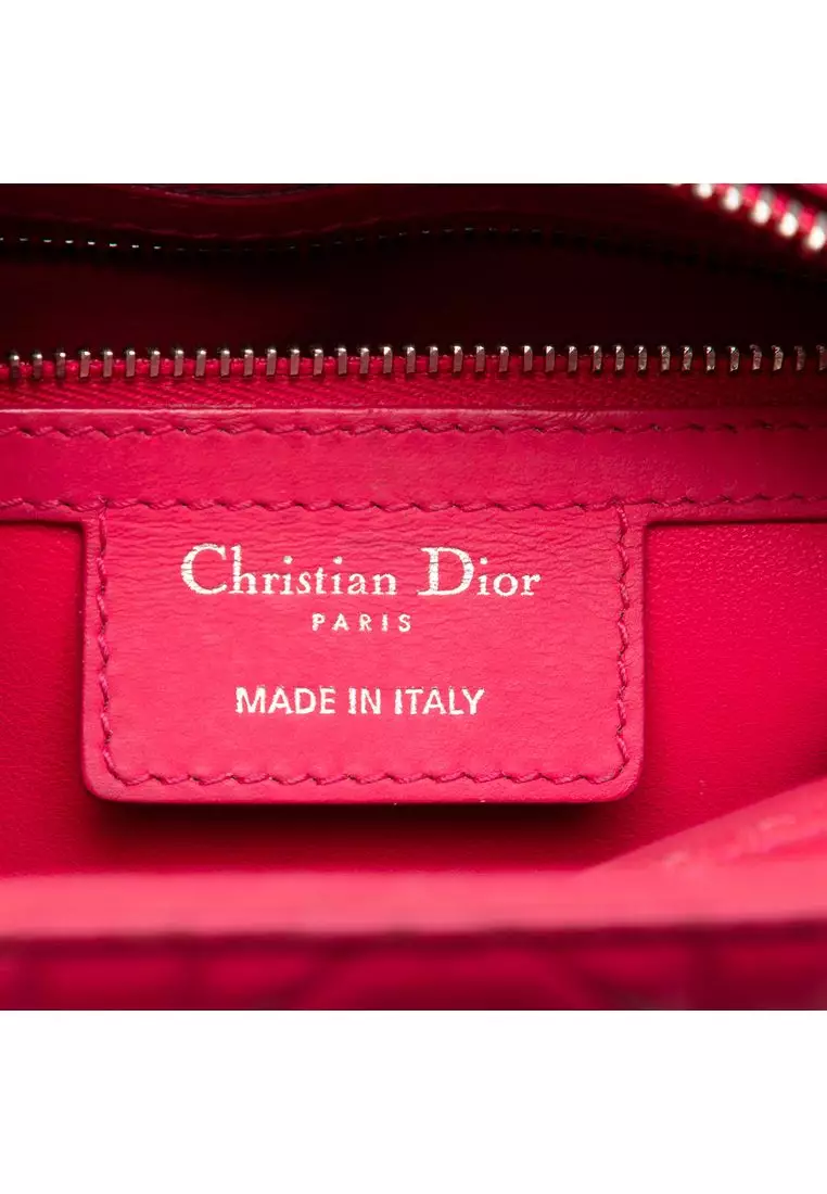 Pre-Loved Dior Medium Ultra Matte Calfskin Cannage Embossed Lady Dior