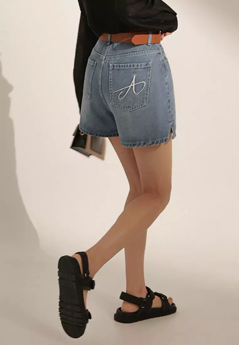 Denim Shorts With Belt