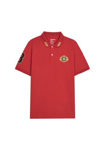 Giordano red Men's Cotton Lycra Pique Short Sleeve Embroidery Polo 01010322 C8B28AAFD4BDA7GS_1