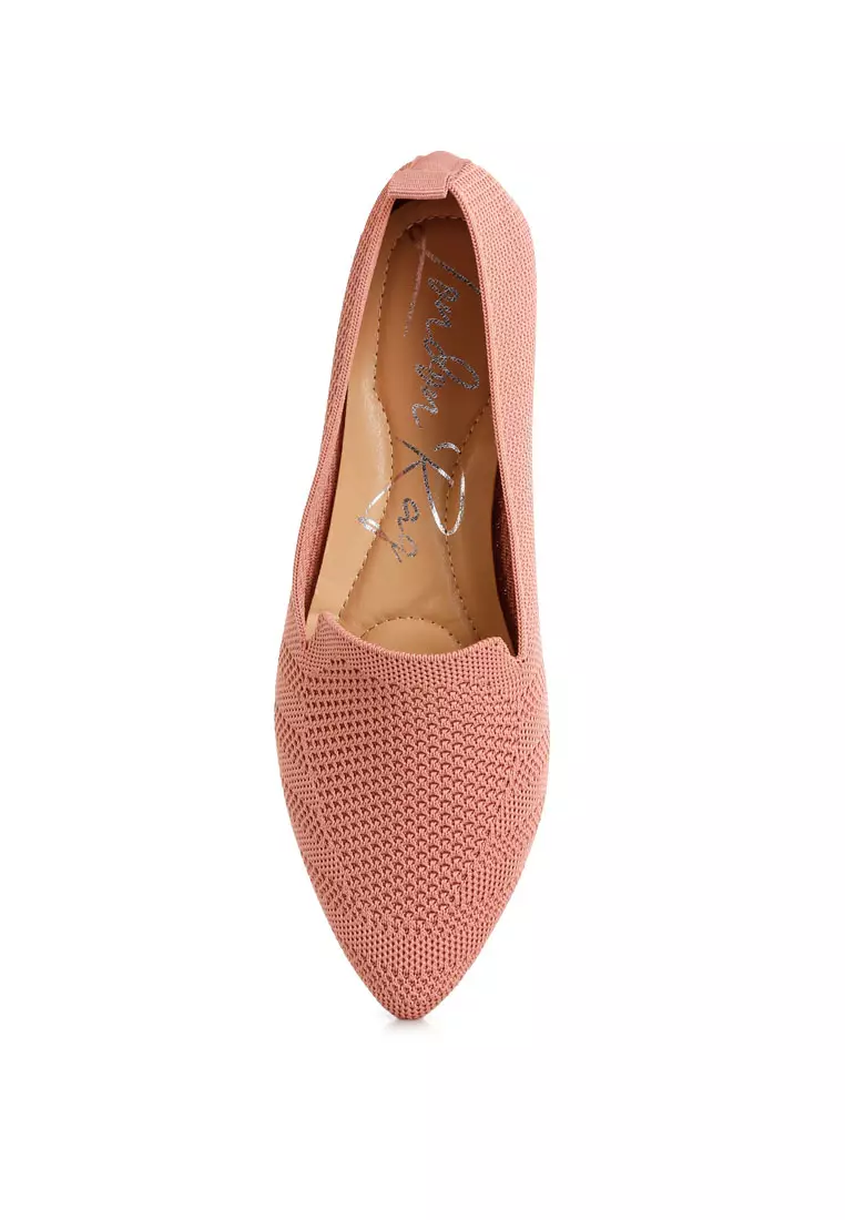 Knit Textile Solid Flats in Pink