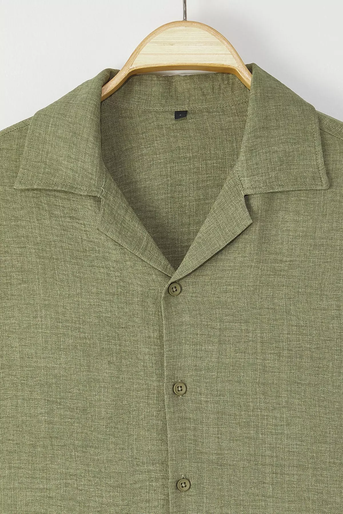 Khaki Regular Fit Linen Look Loose Loose Shirt TMNSS25GO00075