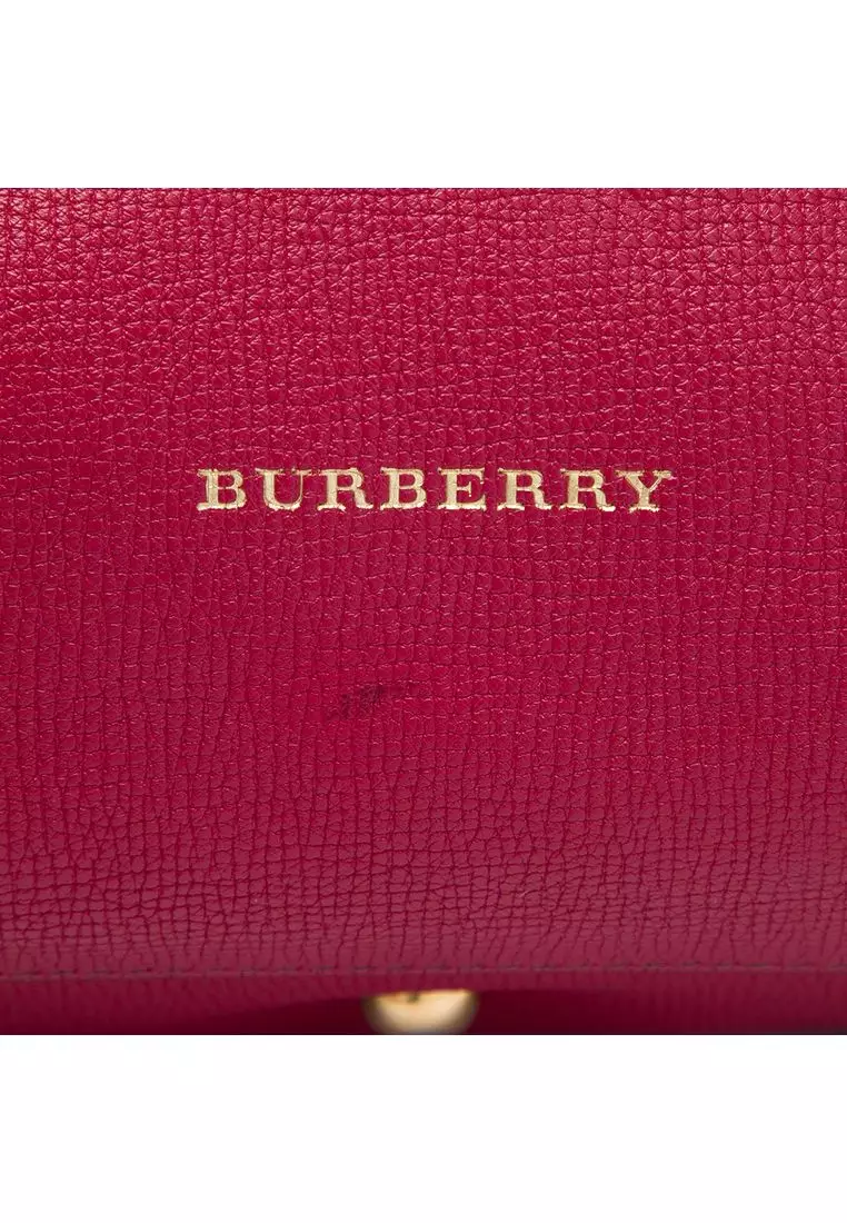 Pre-Loved Burberry Medium Leather And House Check Canvas Banner Satchel