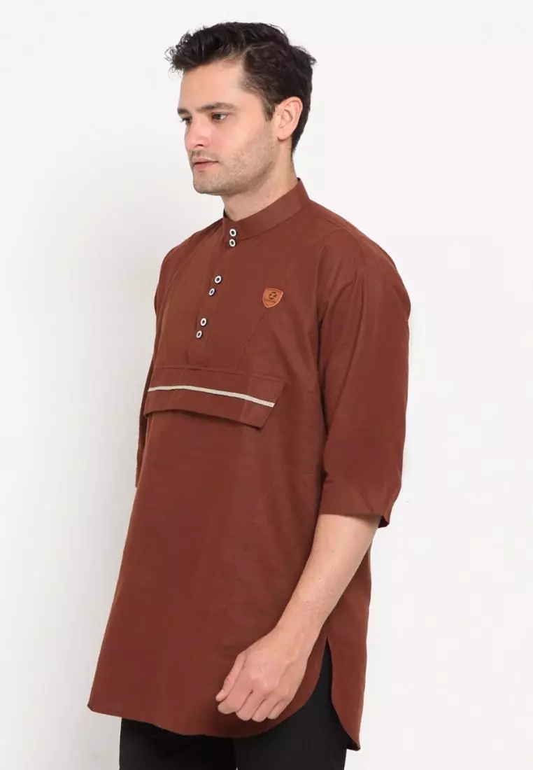 Zayidan Baju Koko Gamis Muslim Pria - Mustafa Coklat
