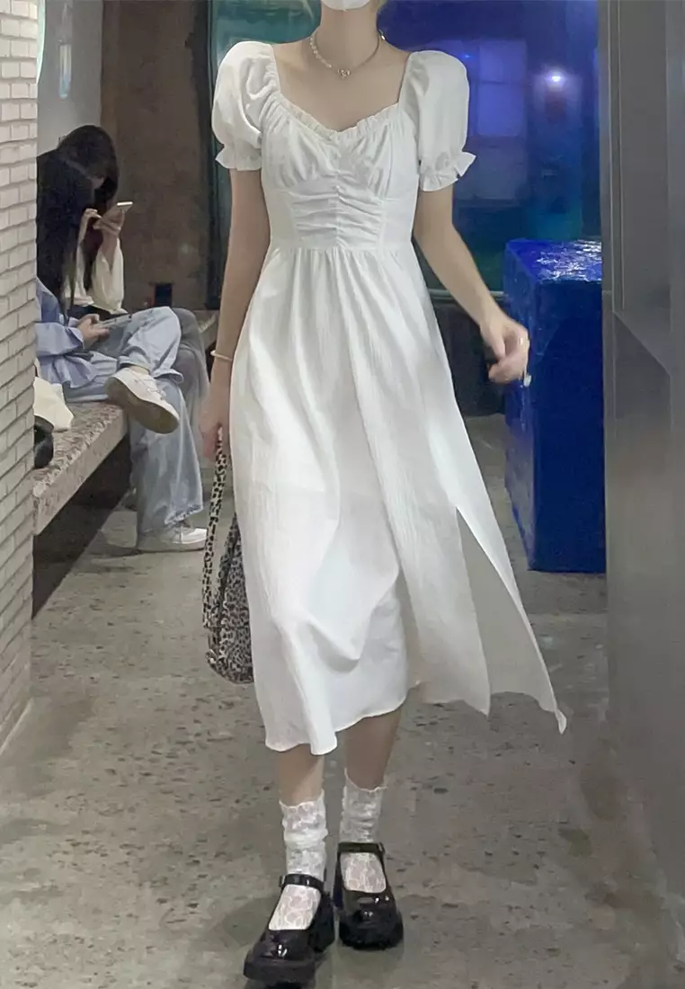 Summer French Style Long Square Neck Dress CA24050650