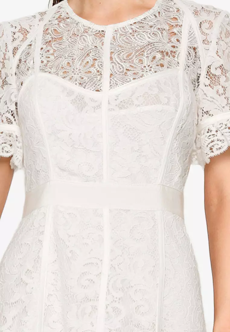 French connection chante lace midi dress clearance