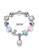 YOUNIQ pink and blue and silver YOUNIQ Silver Charm Bracelet with Kitty Pendant Blue Murano Glass Beads Crystal Love Heart - 16cm 0FA58AC1A19BA0GS_2