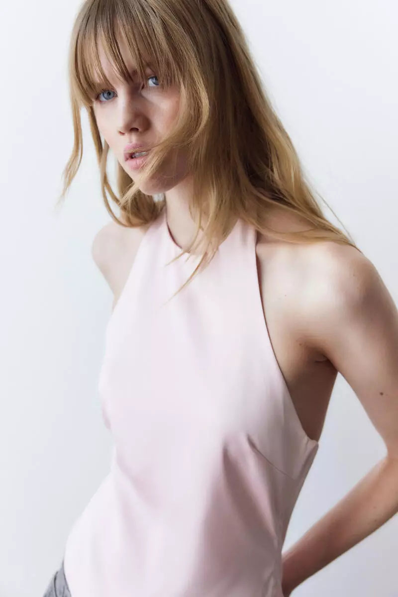 Asymmetric halterneck top