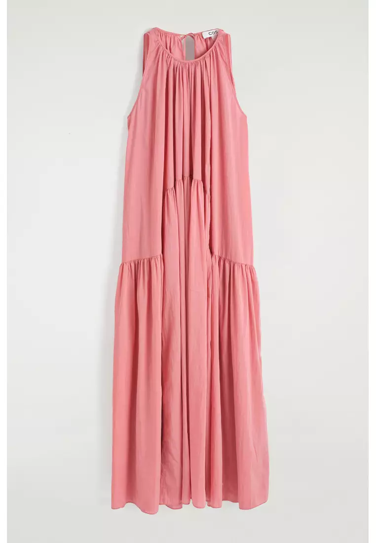 GATHERED HALTERNECK MAXI DRESS