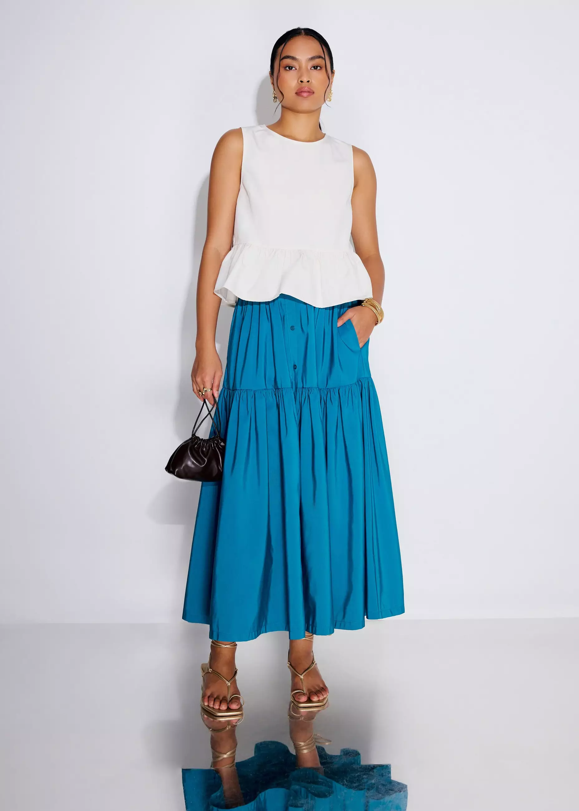 Atasan Wanita - Taffeta Peplum Shell Top