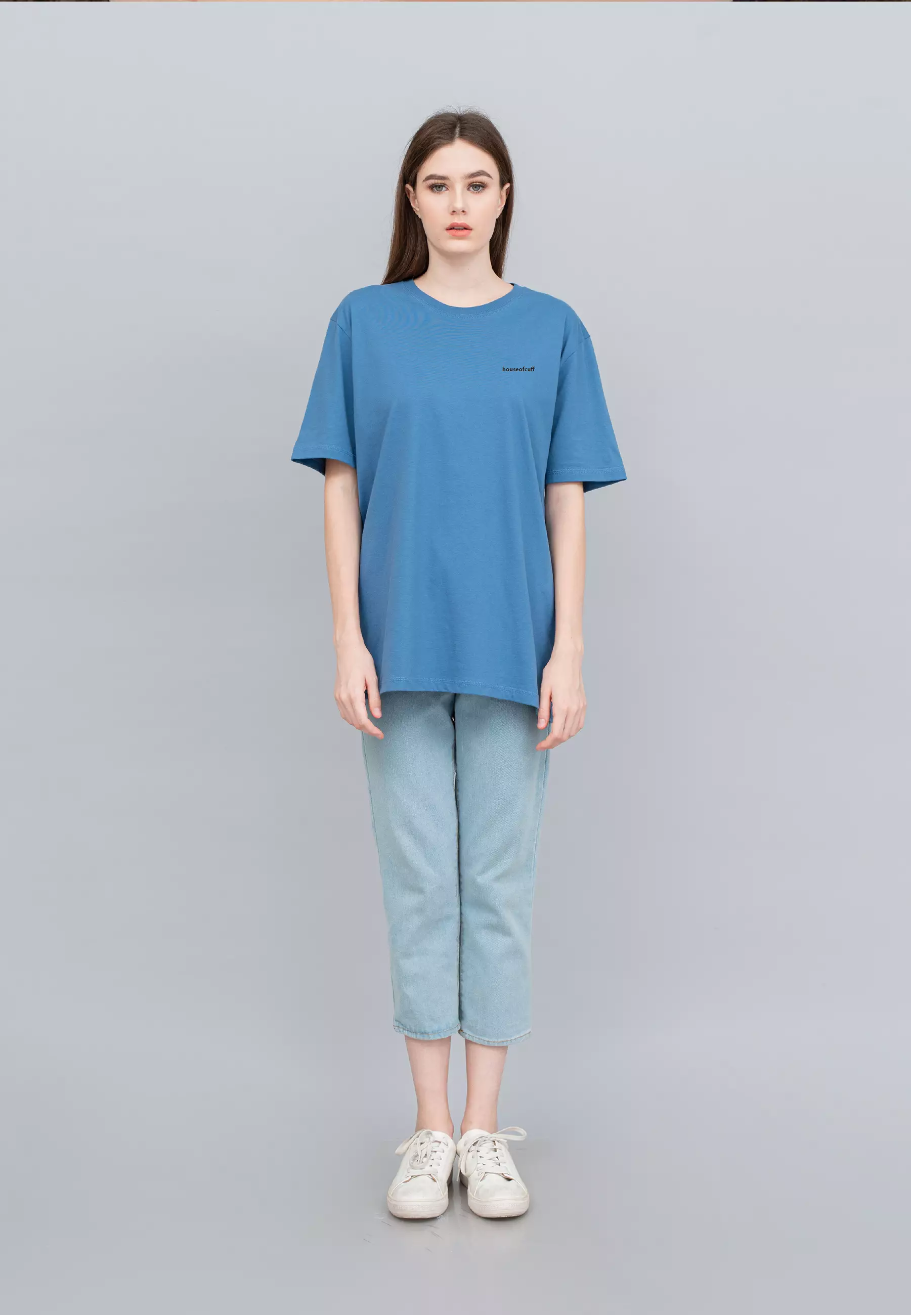 Houseofcuff T-shirt Kaos Polos Pendek Steel Blue Wanita Size S-4XL