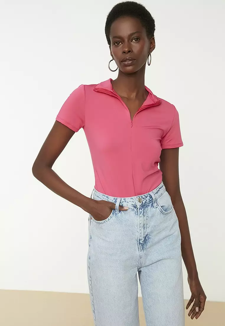 Buy Trendyol Short Sleeve Bodysuit in Pink 2024 Online