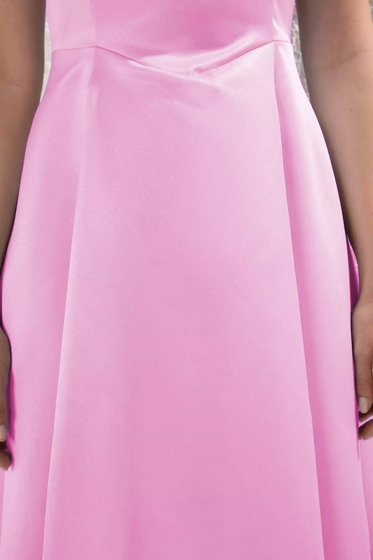 Light Pink A Line Satin Stylish Evening Dress